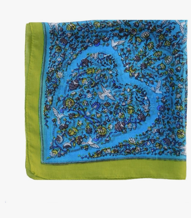 Paisley Silk Square Scarf, Bandana, Neckerchief 20in X 20 in