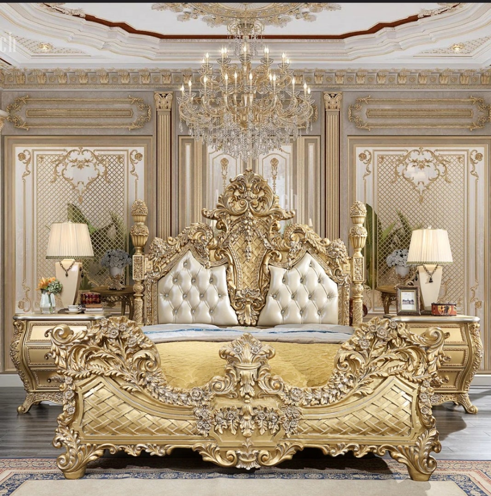 LEATHER 5PC BEDROOM | BRIGHT GOLD
