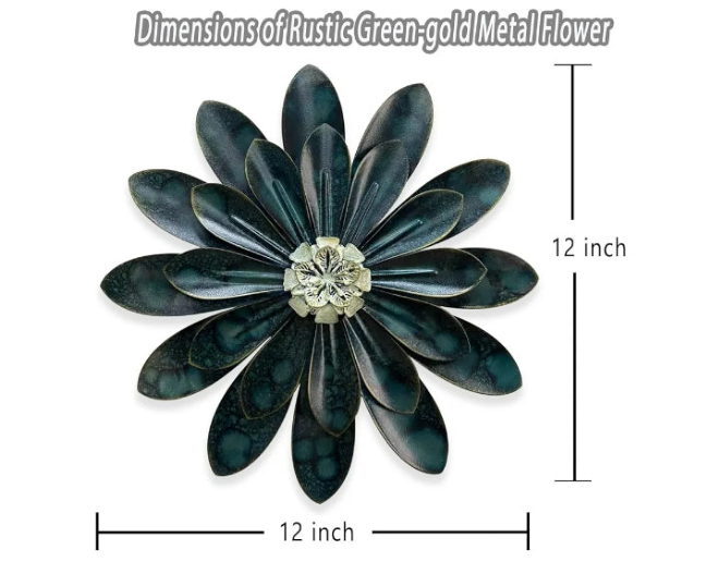 Metal Flower Wall Sculpture, Rustic Modern Floral Artwork, Distressed 3D Layered Iron Flower Wall Hanging Accent for Indoor/Outdoor, Kitchen,Living Room Office Garden Decor