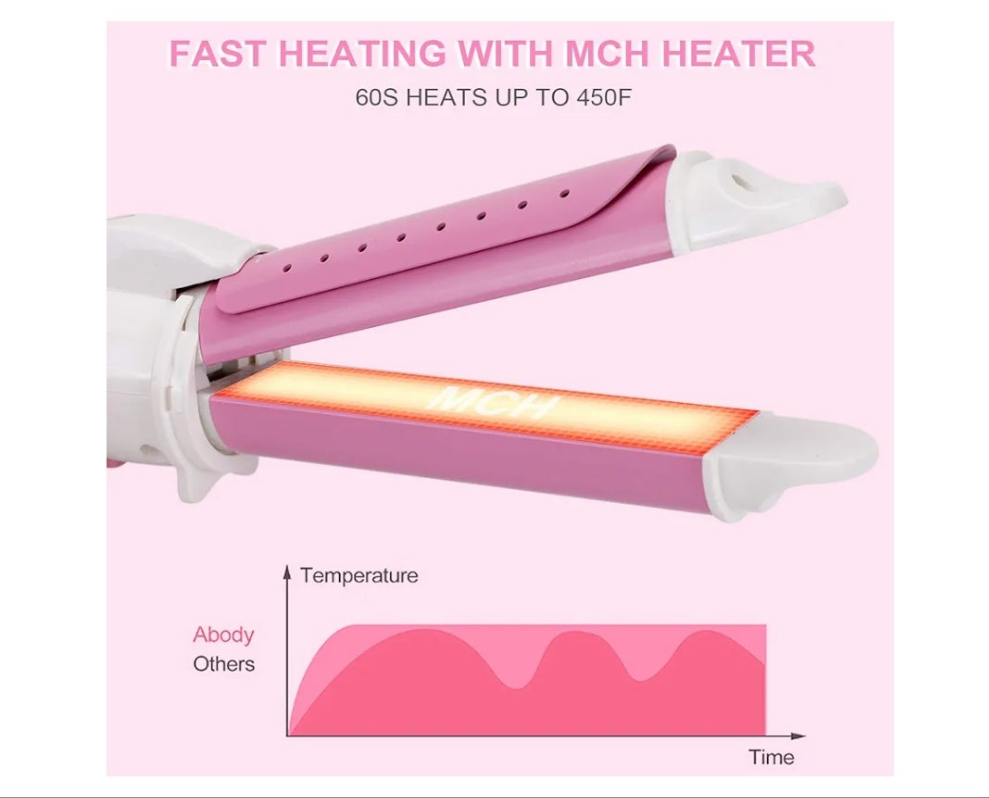 Hair straightener pink white hot iron