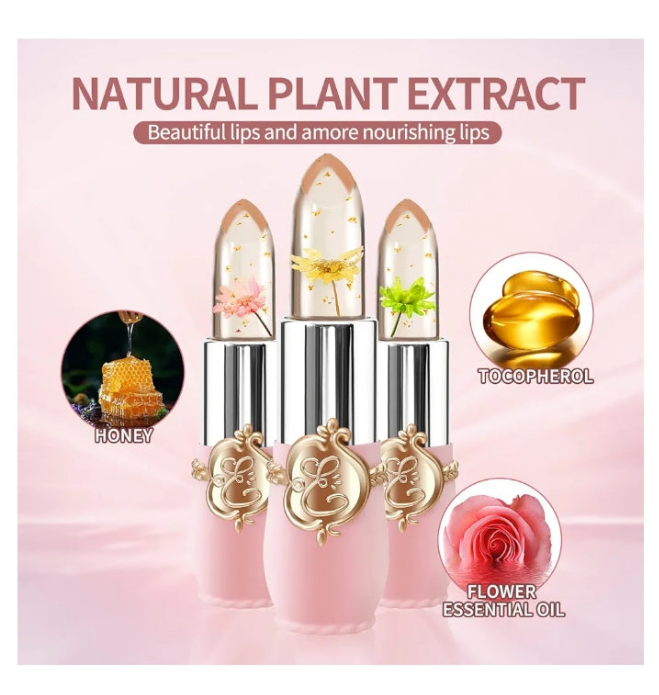 6 Pcs/Set Flower Jelly Lipstick Set Temperature Change Moisturizer Long Lasting Nutritious Balm Magic Color Change Lip Gloss
