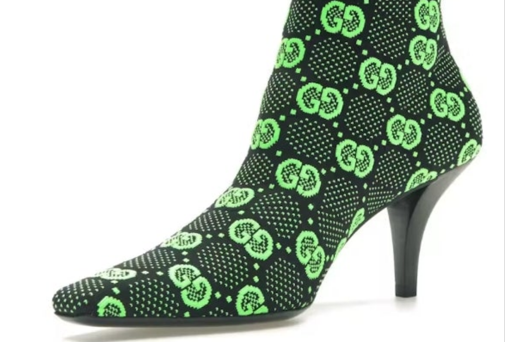 Gucci GG 75mm knit Ankle Boots Black/Fluorescent Yellow
