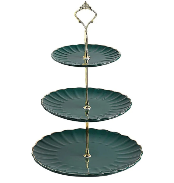 3 Tier Ceramic Cake Stand,Dessert Stand,Cupcake Stand,Tea Party Pastry Serving Platter,Food Display Stand for Tea/Coffee/Birthday/Wedding/Women/Afternoon/Gift