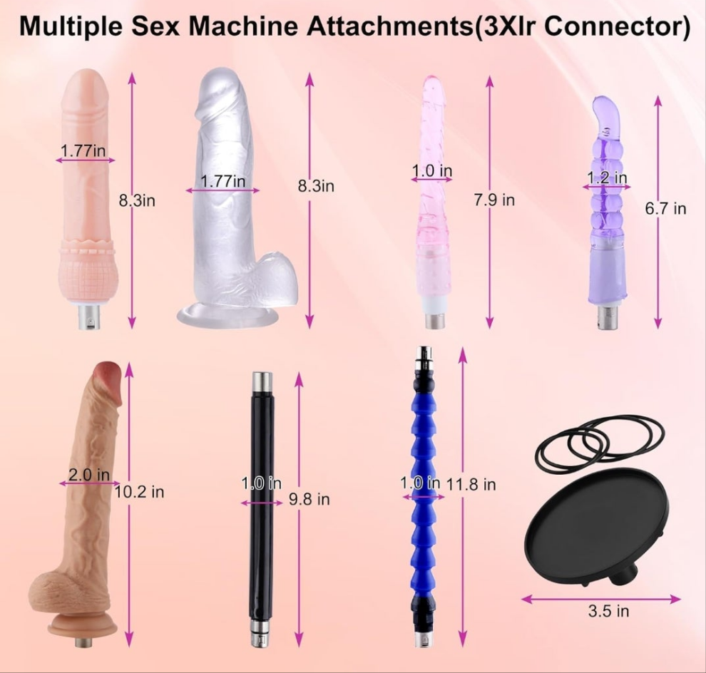 Sex Machine Dildo Machine for Women,Fuck Machine with Powerful Suction Cups,Thrusting Machine with 3Xlr Connector,Thrusting Machine with 8 Attachments Sex Toys