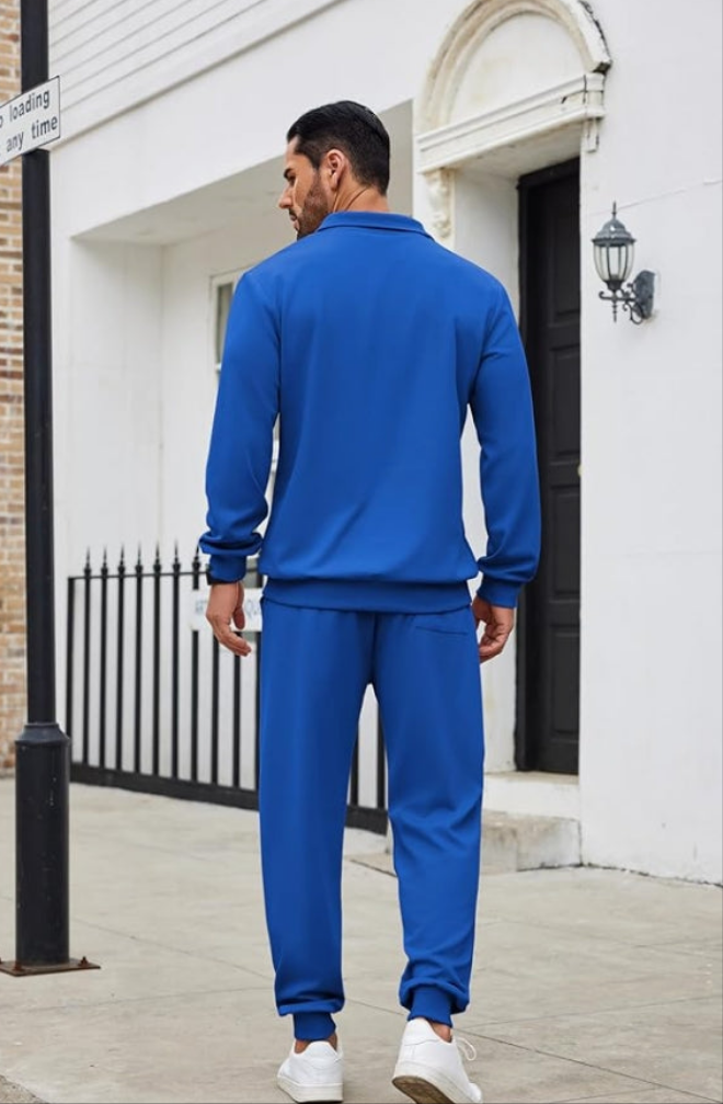 Men's Tracksuit 2 Piece Quarter Zip Sweatsuit Sets Casual Athletic Running Jogging Suits