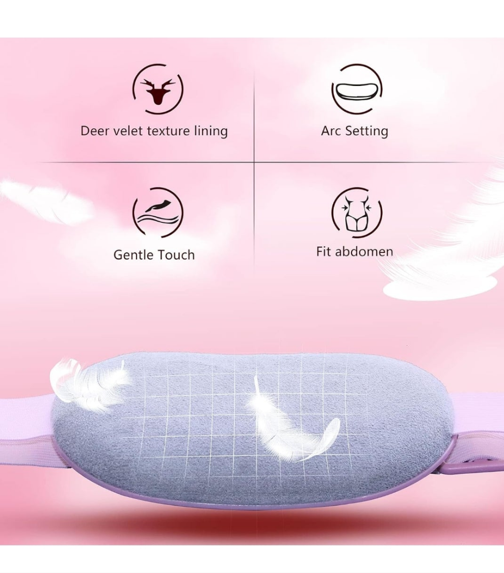 Portable Cordless Heating Pad, Heating Pad for Back Pain with 3 Heat Levels & 3 Vibration Massage Modes, Portable Electric Fast Heating Belly Wrap Belt for Women and Girl(Pink)