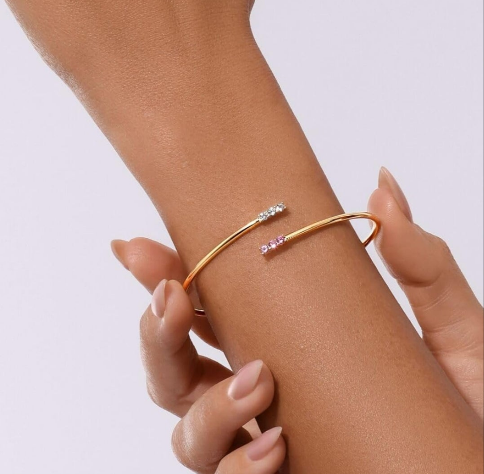 14K Yellow/White Gold Plated Silver Bracelet With Moissanite/Lab Grown Diamond/Lab Grown Pink Sapphire & Alexandrite, Bracelet For Women, Gift For Her Comes With Gift Box