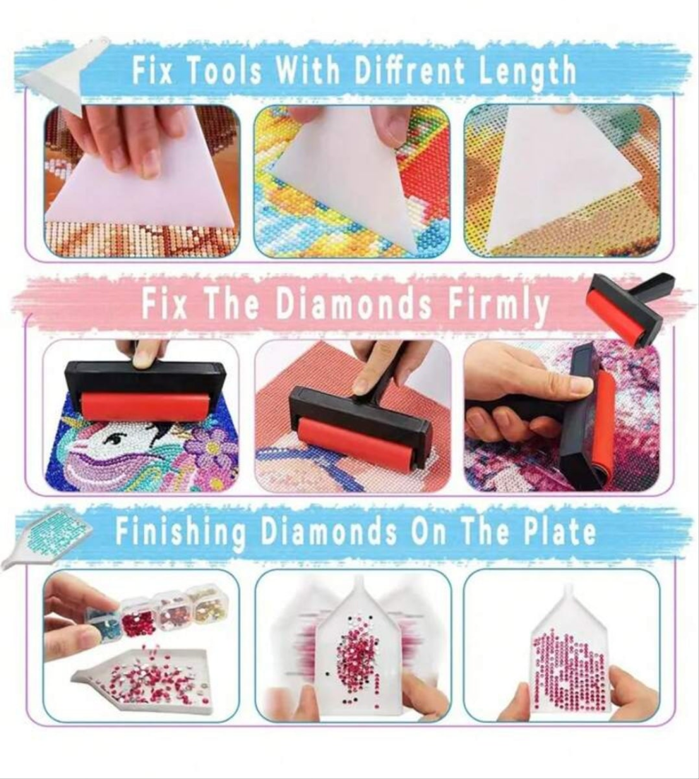 96pcs 5D Diamond Art Painting Kit - Comprehensive Tool Set, Includes DIY Accessories, Diamond Storage Box, Diamond Embroidery Box, Bead Roller And More - Ideal For Diamond Art Painting Supplies & Enthusiasts