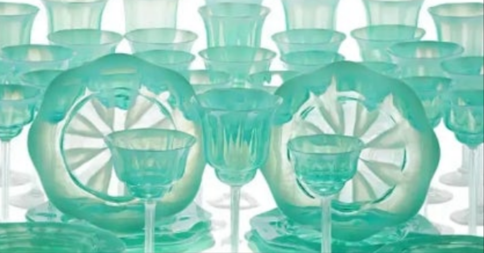 Louis Comfort Tiffany Pastel Favrile Glass Dinnerware 60 pieces