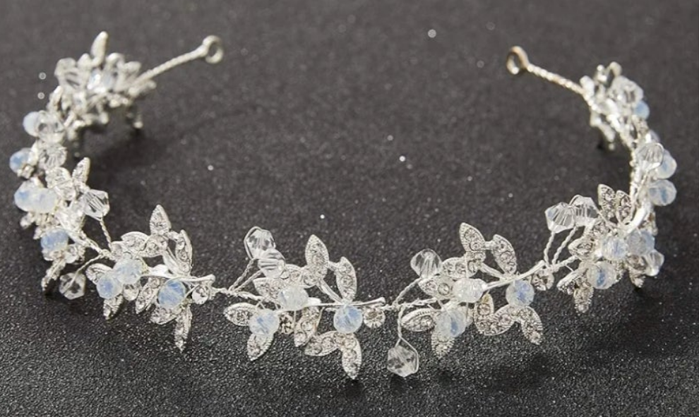Silver Rhinestone Wedding Headband Tiara Crystal Headpiece Bridal Hair Accessories for Bride Women