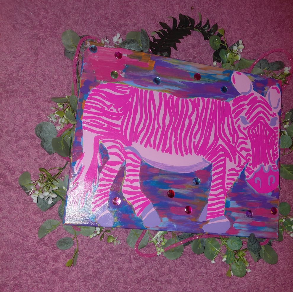 Cocomoney At Pink Zebra 1 of 1 custom piece acrylic on canvas