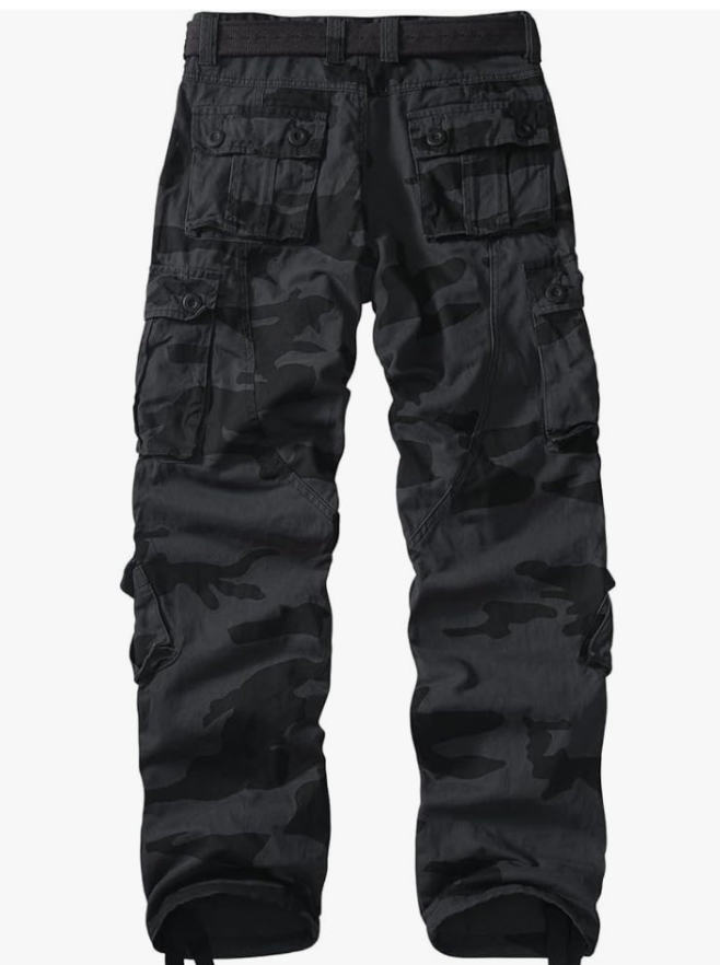 Casual Combat Pants, Tactical Wild Army Combat ACU Rip Stop Camo Cargo Work Pants Trousers with 8 Pockets