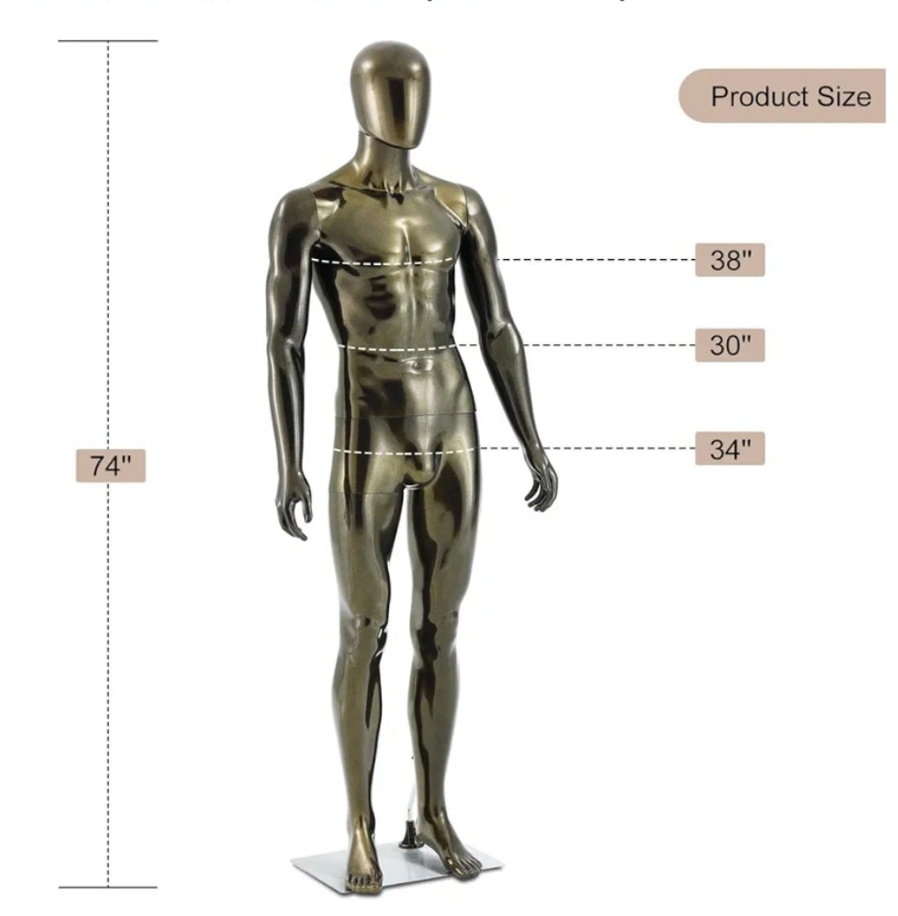 Mannequin Dress Form Display - Manikin Torso Stand Realistic Full Body Mannequin for Retail Clothing Shops, Halloween Christmas Cosplay (Silvery, Female or Male