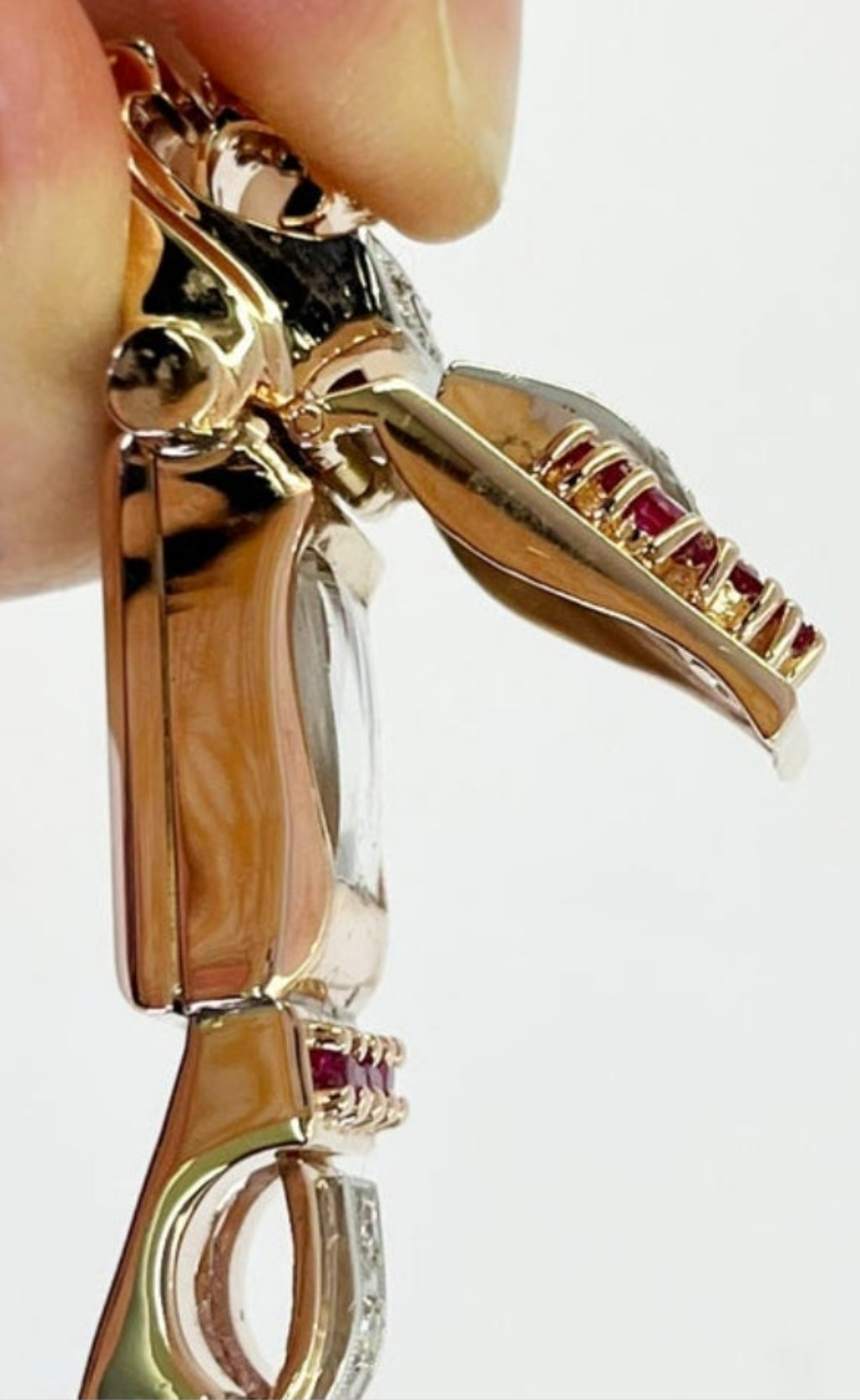 Stunning Retro Rose Gold, Diamond, and Ruby Manual Watch 0.18k