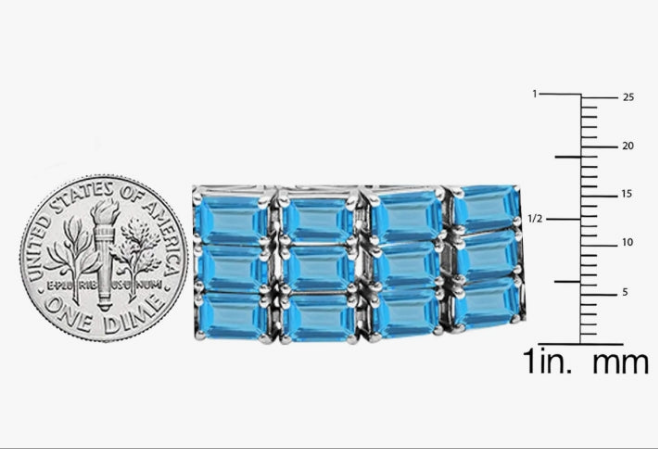 Emerald Gemstone Ladies Tennis Bracelet, Sterling Silver