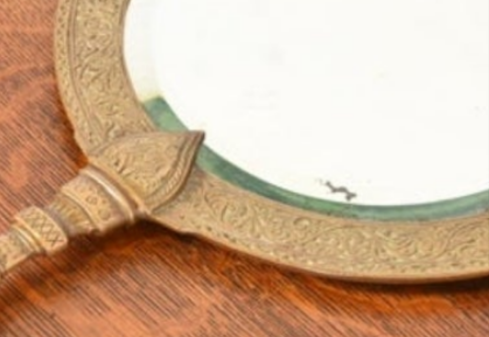 Antique Tiffany & Co. Bronze Doré Alhambra Vanity Hand Mirror, Circa 1910
