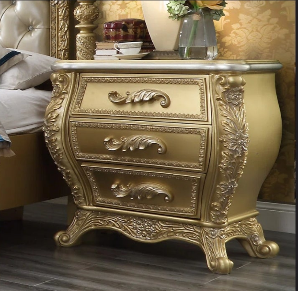 LEATHER 5PC BEDROOM | BRIGHT GOLD