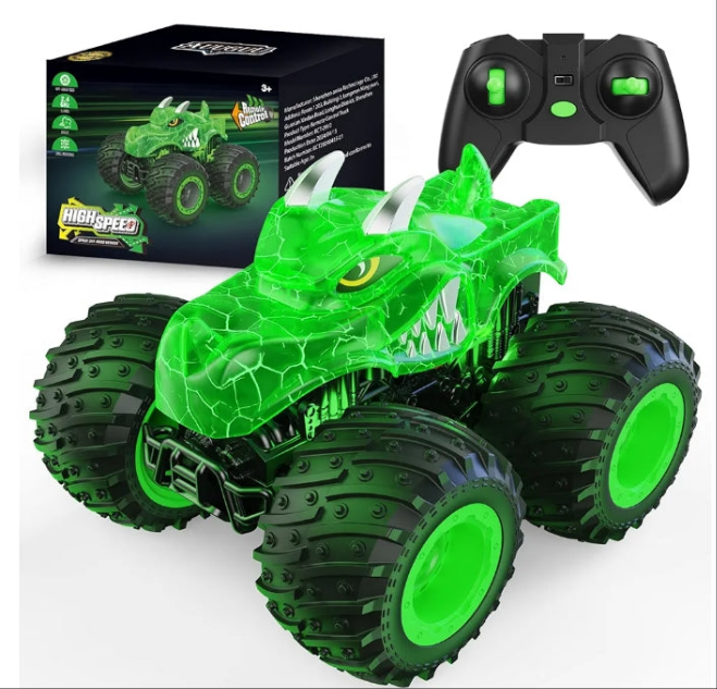 Remote Control Car, 2.4GHz Monster Trucks Toys with Light Spray, Brithday Gift for Kids 3 4 5 6 7 8, All Terrain RC Cars, Toddler Toys for Boys Girls 3+ Year Old