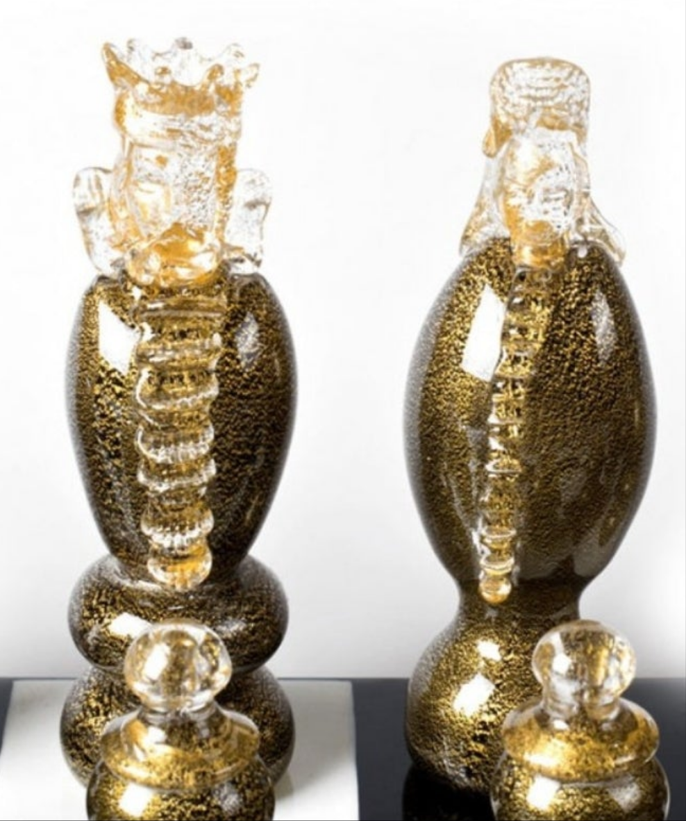 Luxurious Glass Chess Board With Gold Leaf