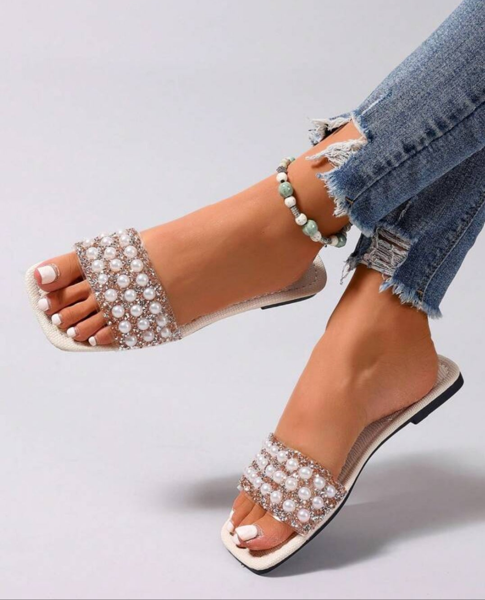 One-Band Slide Slippers, Comfortable Flat Heel Sandals, Women Beach Shoes