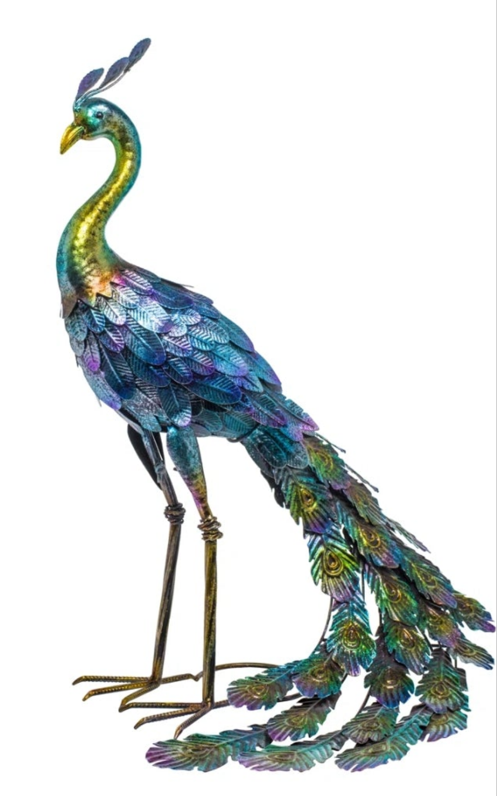 Peacock Statue Colorful Outdoor Weatherproof