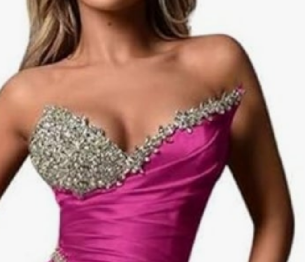 Strapless Beaded Mermaid Wedding Dresses for Women Long Satin Formal Evening Party Gowns with Slit