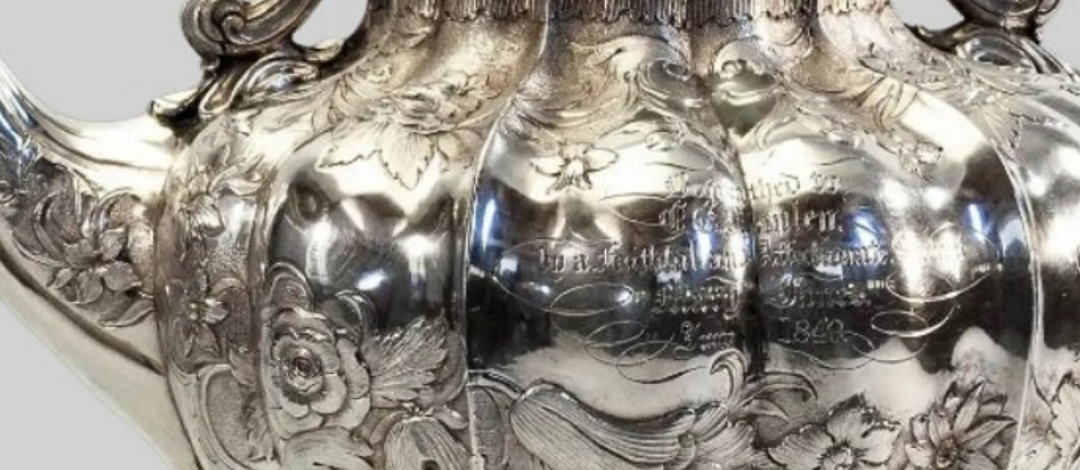 An exquisite piece 925 Sterling Silver William IV English sterling teapot on stand 1837 - 16" high x 9" wide x 12" deep