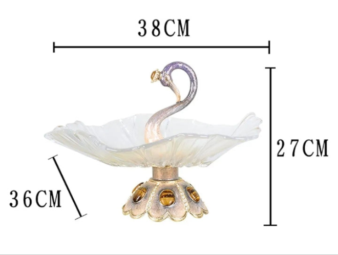 Exquisite Swan Shaped Glass Dried Fruit Plate, Snacks Display Stand for Home Living Room Festival Decoration Ornaments