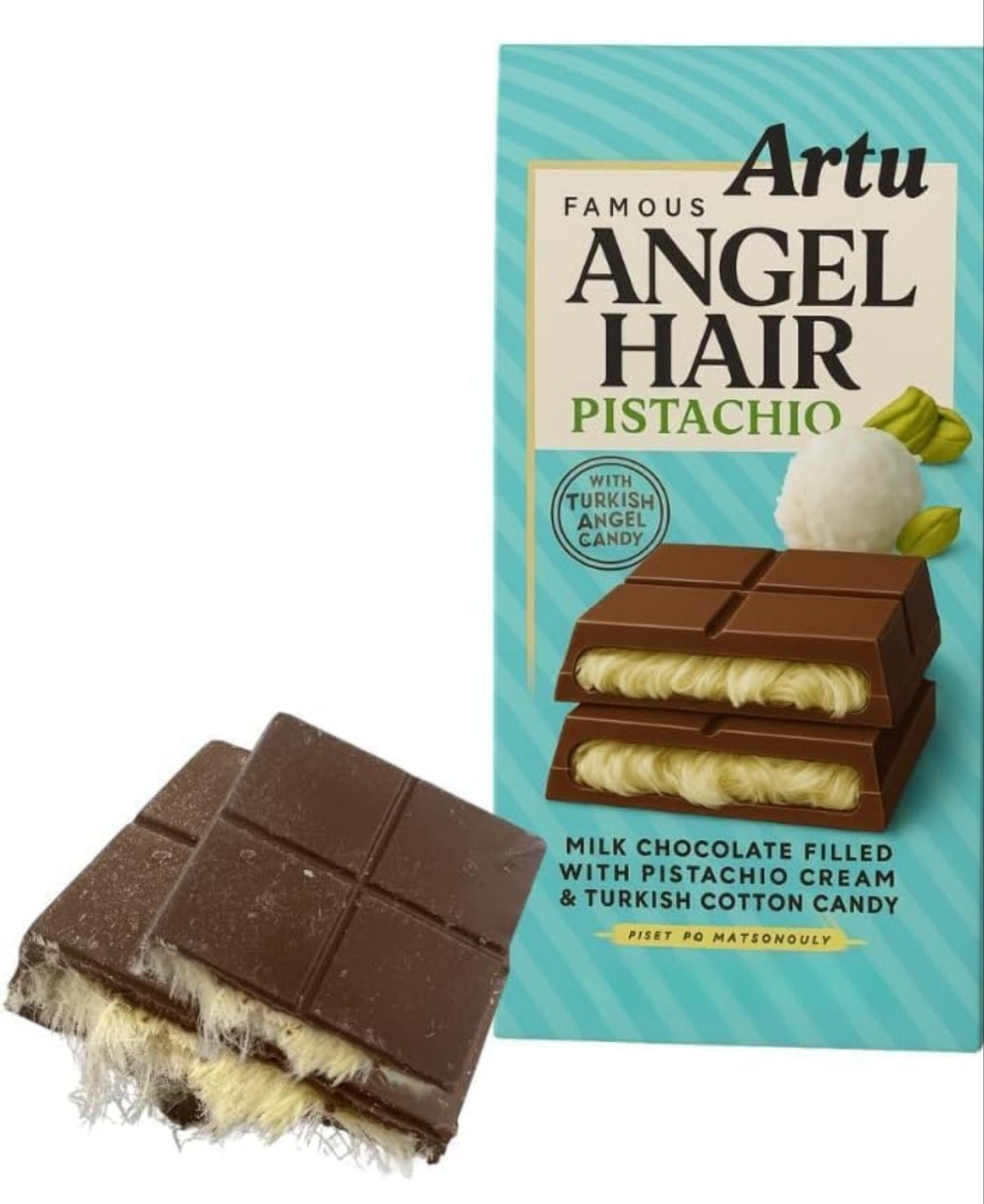 Dubai Chocolate Artu Angel Hair Bar 165g โ Turkish Dairy Milk Chocolate Floss Bar with Pistachio Cream & Cotton Candy โ Gourmet Dubai Candy Gift โ Unique Middle Eastern Sweets