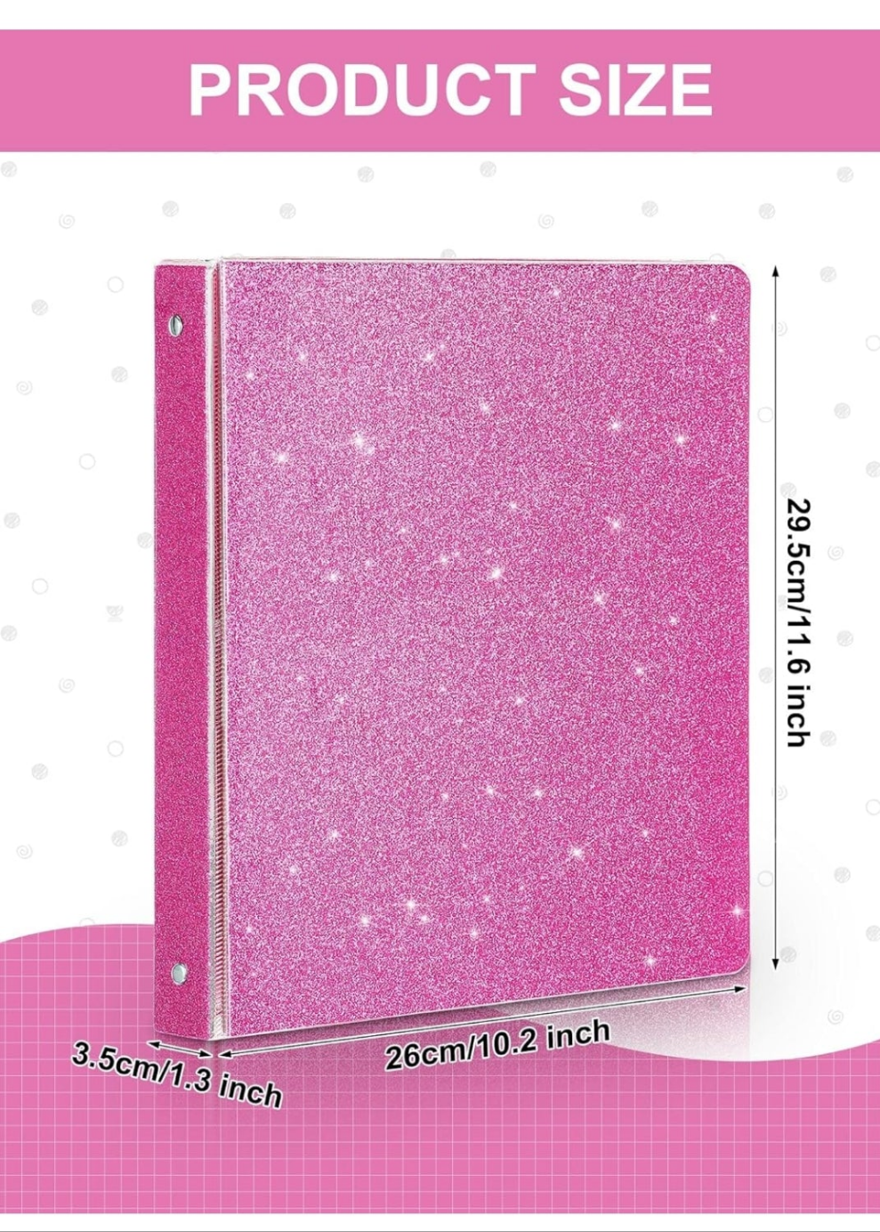 4 Pieces 3 Ring Binder Glitter 1 Inch Round Ring Binder Organizer Cute Office Accessories for Office, 11.61 x 10.24 x 1.38 Inches, Gold, Rose Pink, Rose Gold, Light Blue