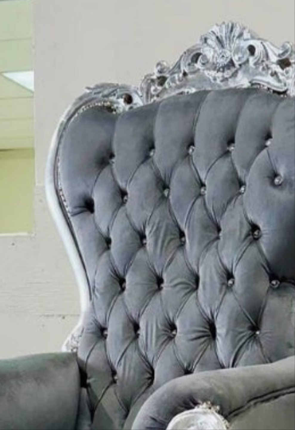 French Style Throne Chair Midsize Tufted Chair in velvet or leather depending on the chair you choose.