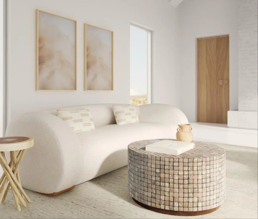Coffee Table Wood and Coconut Shell definitely unique and cute