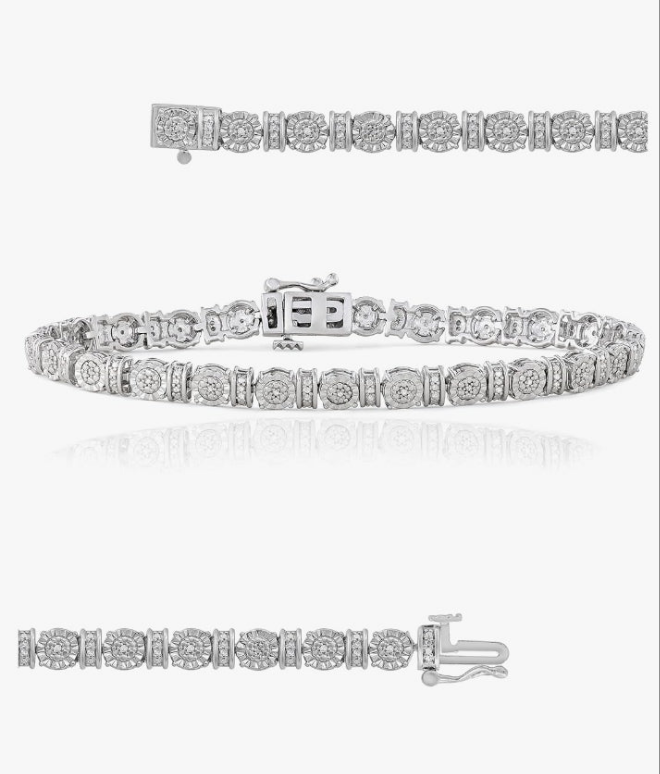 1/4 Carat Round Cut Natural Diamond Tennis Bracelets for Women in Sterling Silver Jewelry | Timeless Design | Gift for Her | Gift Box Included