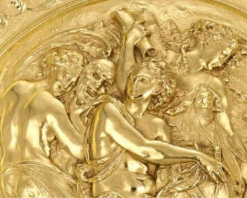 Rothschild "Poetry" Sterling Silver Gilt Salver by Elkington & Co.