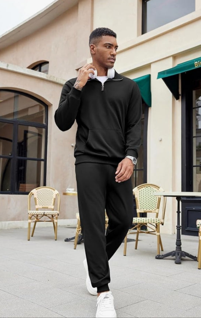 Men's Tracksuit 2 Piece Quarter Zip Sweatsuit Sets Casual Athletic Running Jogging Suits