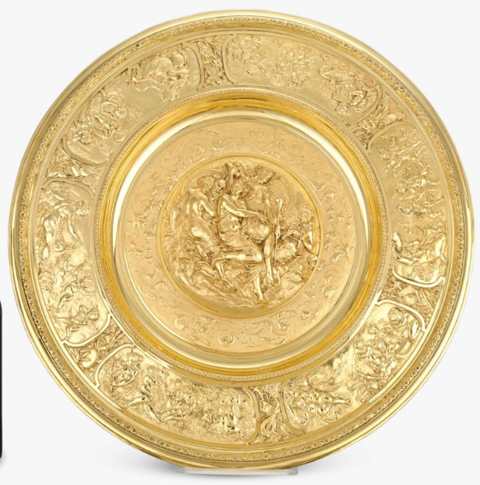 Rothschild "Poetry" Sterling Silver Gilt Salver by Elkington & Co.