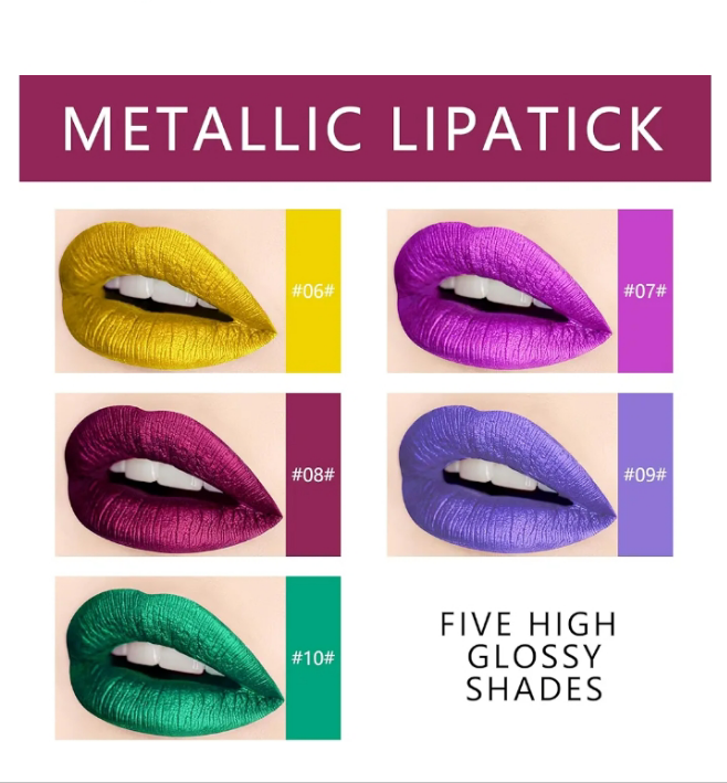 10 Colors Lipstick, Matte Velvet&Glitter Metallic Colors, for Glossy Radiant&Full Matte Lip Gloss, Non-Stick Cup Long Wear Lip Glaze, High Pigmented Lipstick Cosmetic-