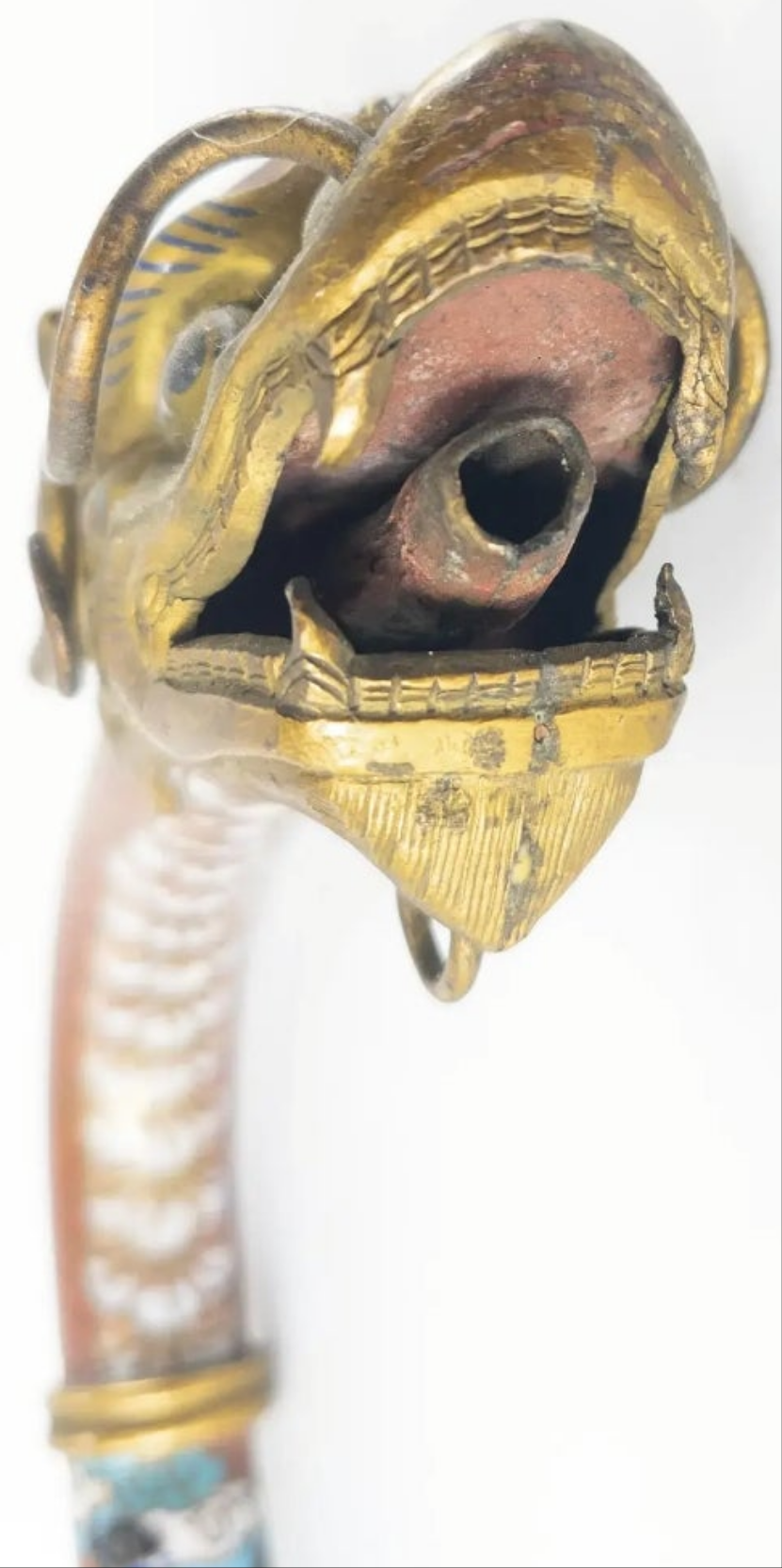 Rare 18th Century Chinese Cloisonne Enamel Gilt Bronze Dragon Cane Scepter