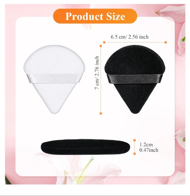 100 Pieces Powder Puff Triangle Powder Puff Face Soft Makeup Puff for Loose Powder, Wedge Shape Velour Cosmetic Sponge for Contouring, Under Eyes and Corners, Beauty Makeup Tools, White, Black