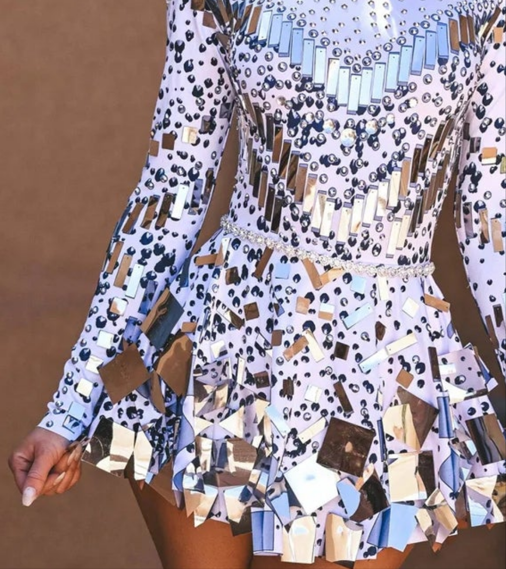 Sequin Rhinestone Dress White And Silver COCOMONEY