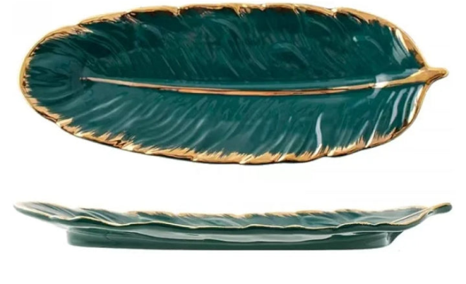 Gold-plated ceramic plate set in spring design, tray, dishes, accessories, fruit plate, kitchen, dining room, Plates Kitchen-