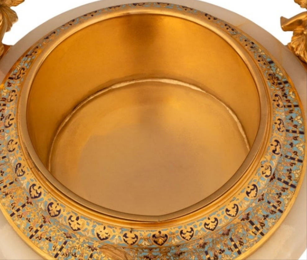 Stunning piece A French 19th century Belle Epoque period Onyx, Cloisonné and Ormolu centerpiece planter