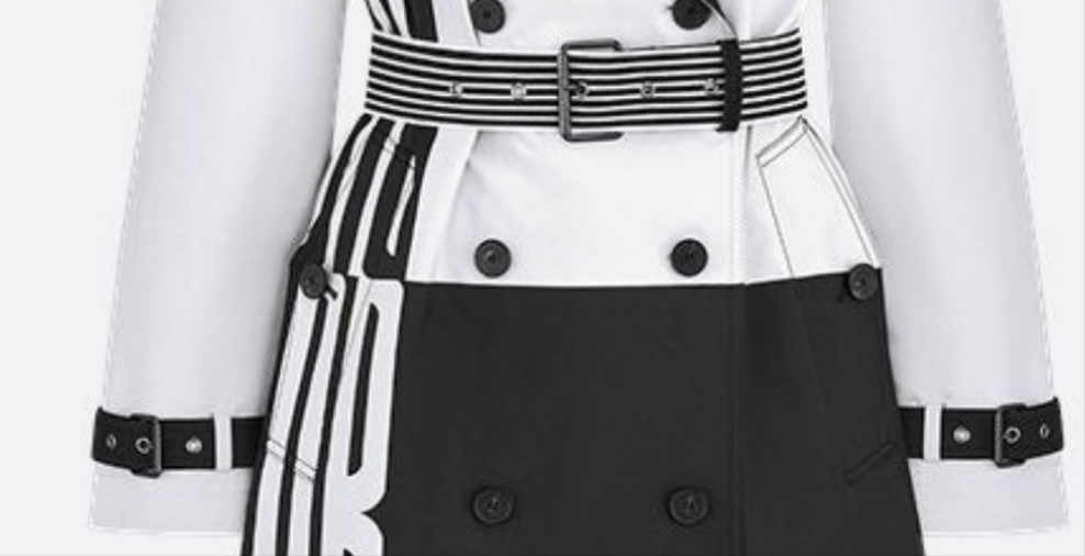 Dior Trench Coat Black and White Jacquard Technical Taffeta with Dior Graphique Motif