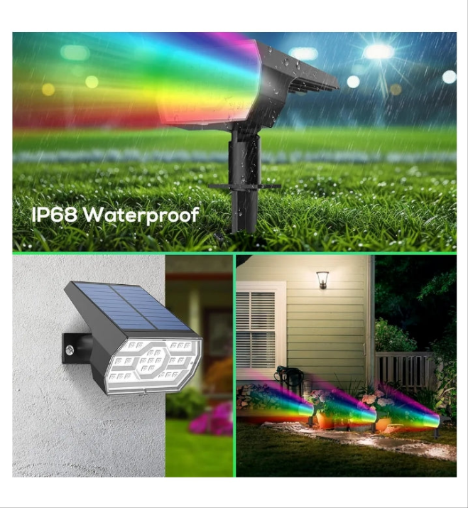 Solar Spot Lights Outdoor Waterproof, 3 Lighting Modes Solar Landscape Lights for Outside, 56LED Solar Powered Lights Dusk to Dawn Pack of 6