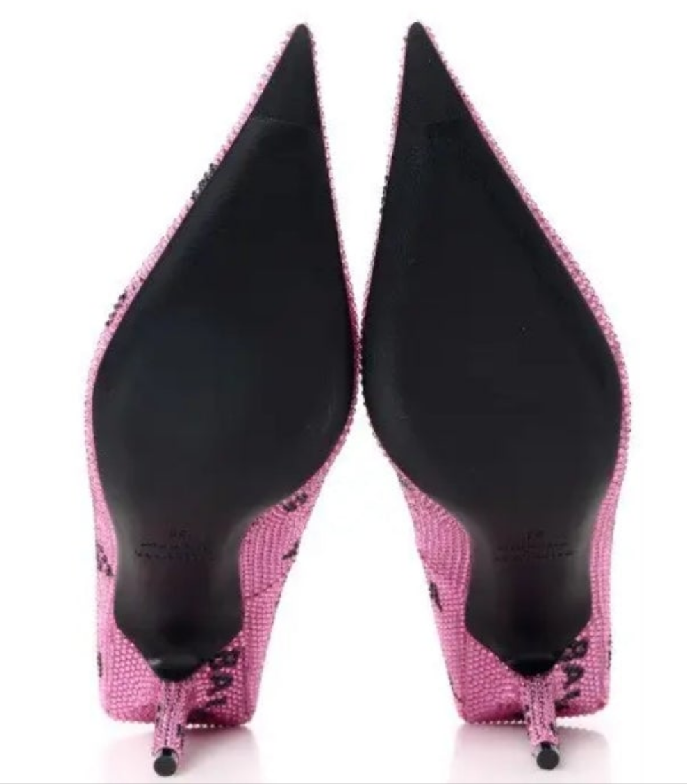 Balenciaga Square Knife Embellished Pink Pumps women's