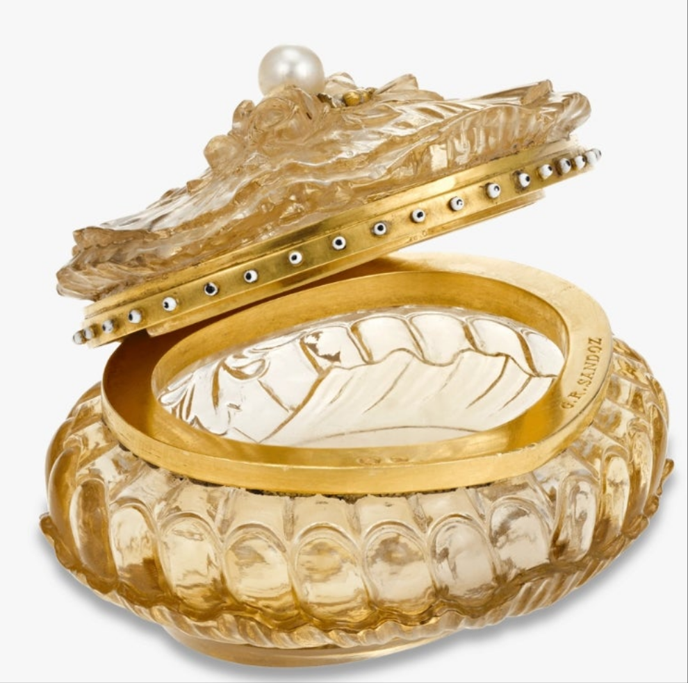 Stunning Carved Citrine Pill Box