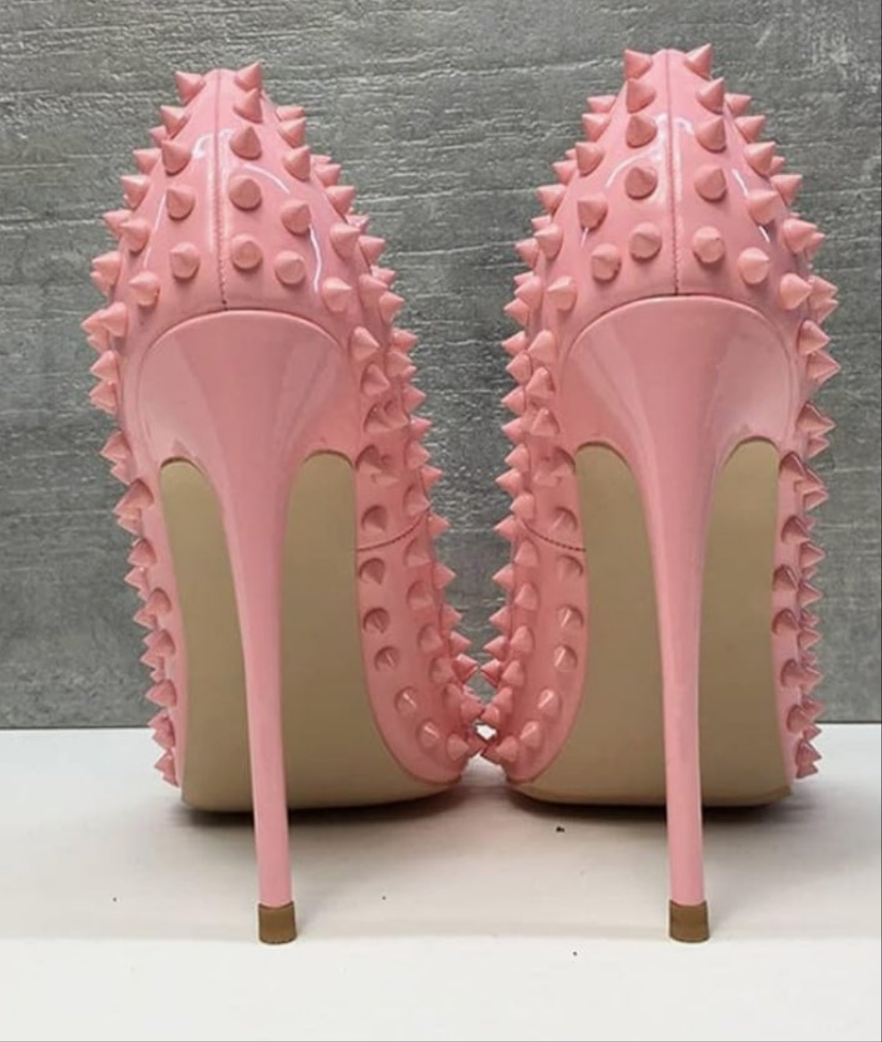 Sexy Heels Pumps Studded Rivett Party Prom Event Birthday Wedding Shoes