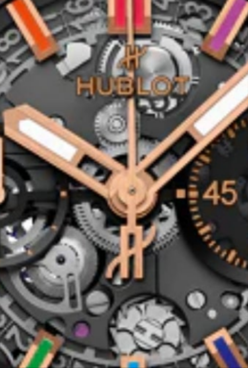 Hublot Big Bang Chronograph 18K King Gold & Colored Gemstones Man's Watch, 451.OX.1180.OX.3999