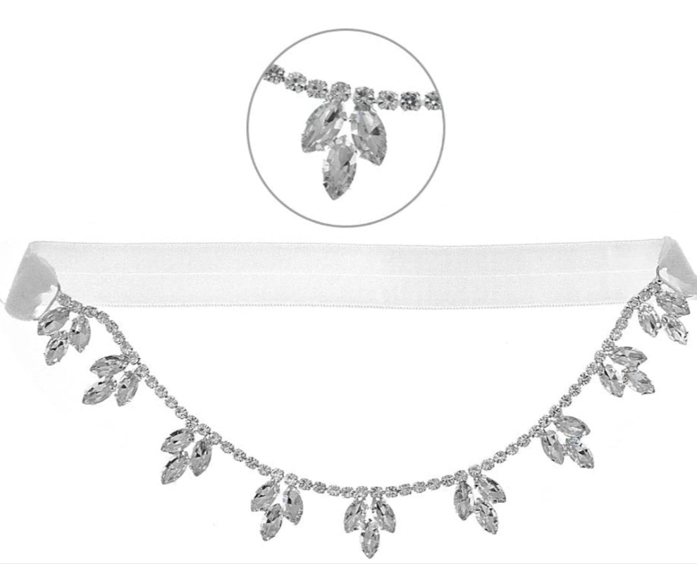 Wedding Bridal Garter Diamond-Cut Thigh Chain Gemstone Cluster Leg Chain Stretchy Thigh Belt for Women Girls
