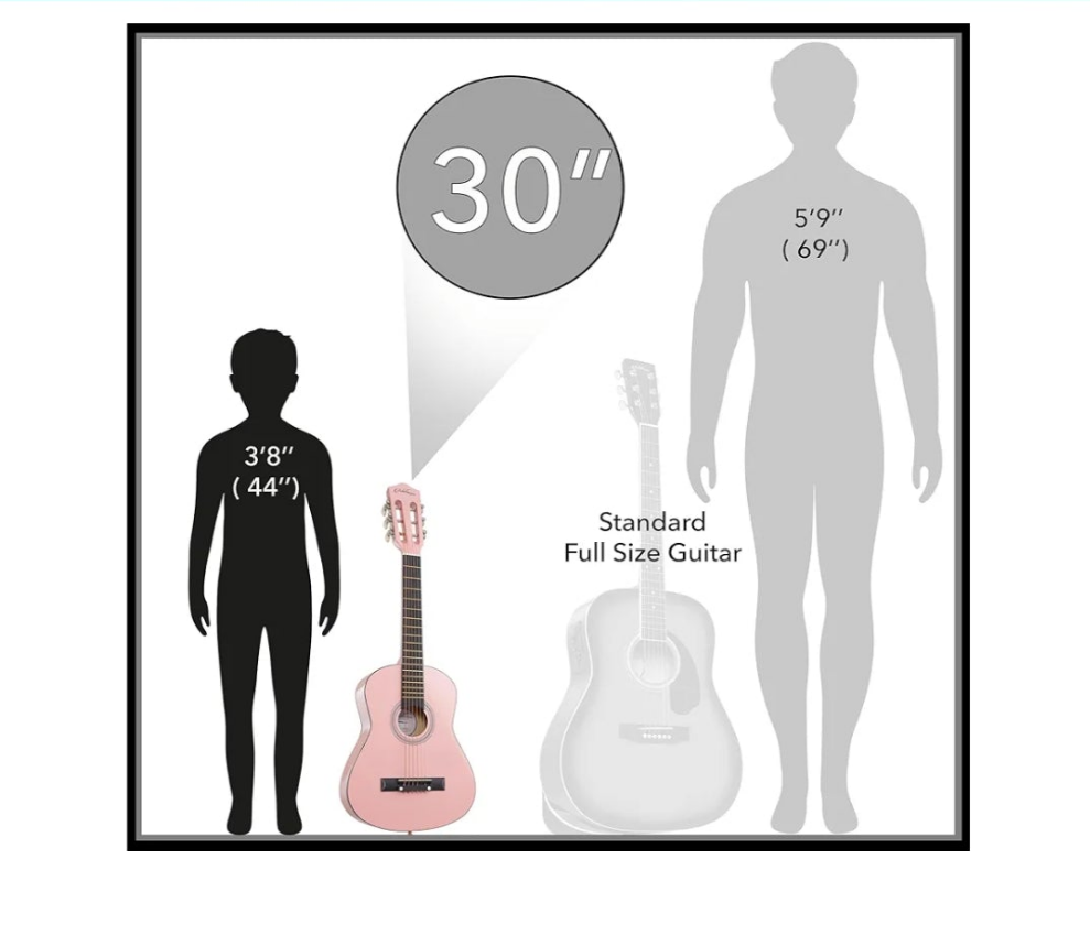 38-inch Beginner Acoustic Guitar Package (Pink), Basic Starter Kit w/Gig Bag, Strings, Strap, Tuner, Picks